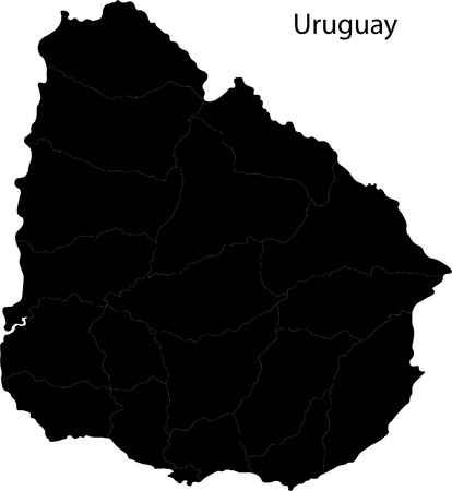 Black Uruguay map with department bordersのイラスト素材
