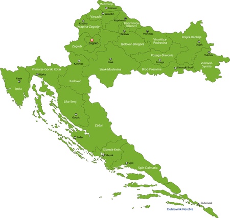 Map of administrative divisions of Republic of Croatiaのイラスト素材