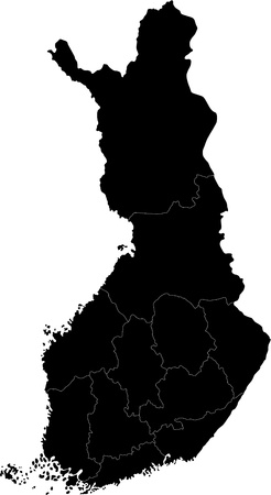 Black map of administrative divisions of Finlandのイラスト素材