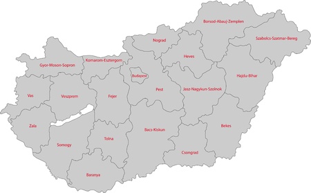 Map of administrative divisions of Republic of Hungaryのイラスト素材