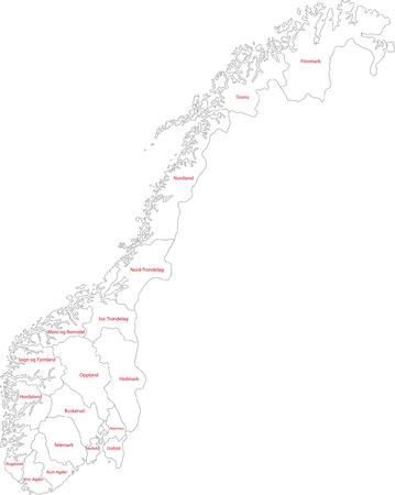 Map of administrative divisions of Norwayのイラスト素材