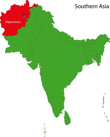 Location of Afghanistan on Southern Asiaのイラスト素材