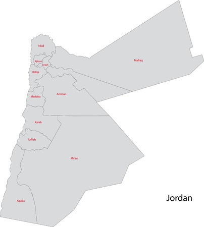 Map of administrative divisions of Jordanのイラスト素材