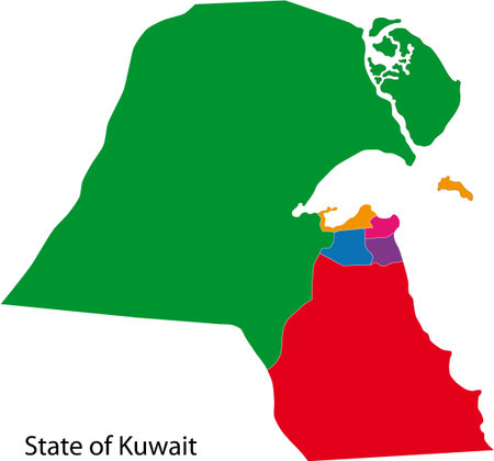 Map of administrative divisions of Kuwaitのイラスト素材