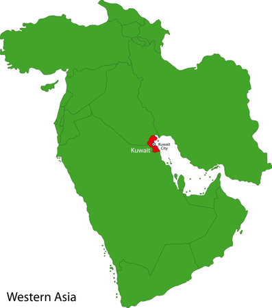 Location of Kuwait on Western Asiaのイラスト素材