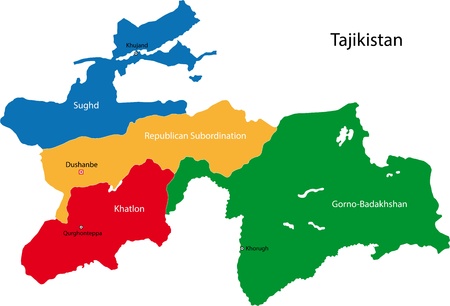 Map of administrative divisions of Tajikistanのイラスト素材