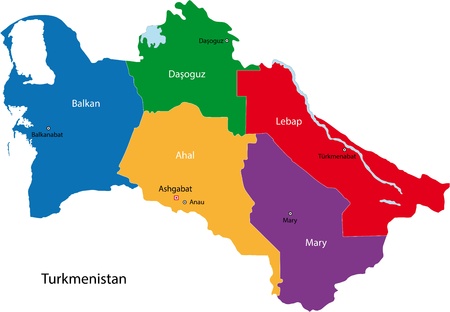 Map of administrative divisions of Turkmenistanのイラスト素材