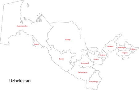 Map of administrative divisions of Uzbekistanのイラスト素材