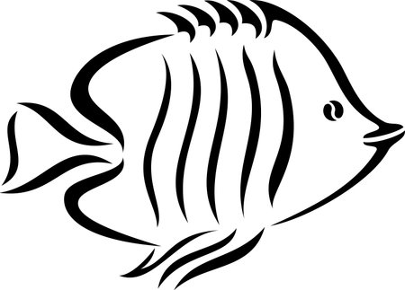 A black and white illustration of a fishのイラスト素材