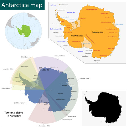 Map of the Antarctica drawn with high detail and accuracyのイラスト素材