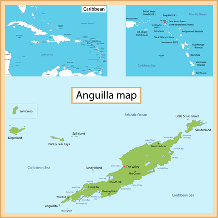 Map of Anguilla drawn with high detail and accuracy のイラスト素材
