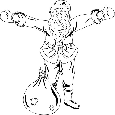 Smiling Santa Claus with a gift boxのイラスト素材
