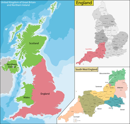 Map of the subdivisions of England with the highest tier of local government - North Eastのイラスト素材