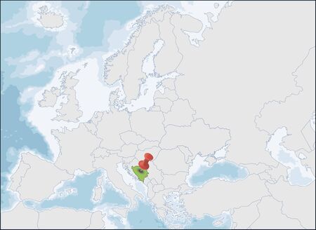 Bosnia and Herzegovina location on Europe mapのイラスト素材