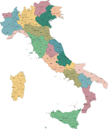Vector illustration of administrative regions of Italyのイラスト素材