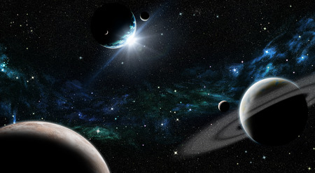 View of the sunrise in deep spaceの写真素材