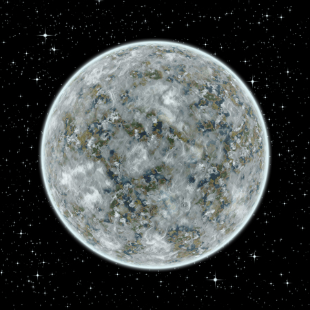 Unknown inhabited alien planet in spaceの写真素材