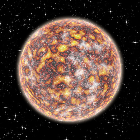 Some fiery planet in deep spaceの写真素材