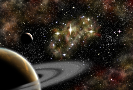 The planets and constellations in spaceの写真素材
