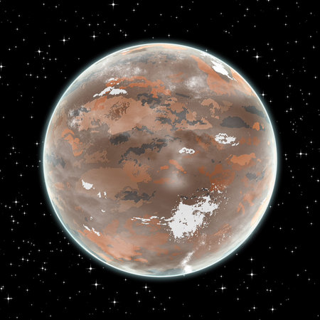 Unknown brown planet in space