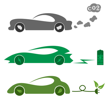 Illustration of electric and petrol automobiles.のイラスト素材
