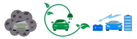 Illustration of electric and petrol automobiles.のイラスト素材