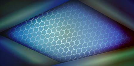 Light coloured abstract background with honeycomb in the center and elements in the cornersのイラスト素材