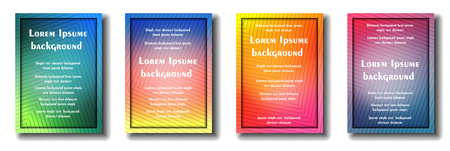 Set of four abstract backgrounds for flyers in different colors with frames for text or information on white backdrop with a shadowのイラスト素材