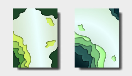 Modern abstract banners in vector with colorful abstract 3D backgrounds and paper cutouts. Templates for flyers for different designs posters or invitations.のイラスト素材