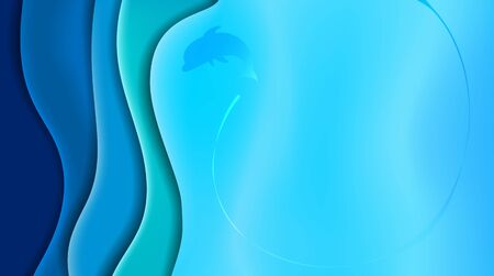 Abstract background waves of ocean in blue color with dolphin.のイラスト素材