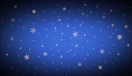 Christmas background in dark blue color with small snowflakes on backdropの写真素材