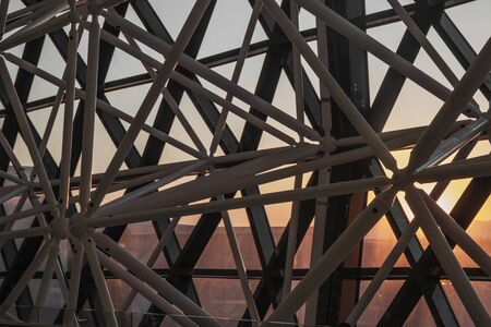 The construction made of the steel frame of the roof and wallsの写真素材