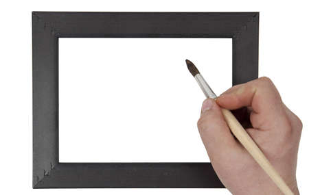 hand holding  brush on  background of the scope の写真素材