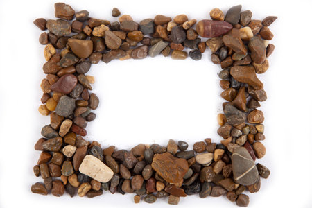 frame of gravel on a white backgroundの写真素材