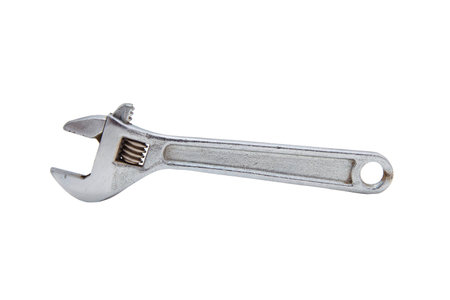 adjustable wrench on white background