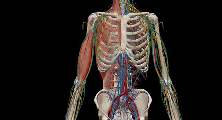 The axilla is the name given to an area that lies underneath the glenohumeral joint, at the junction of the upper limb and the thorax 3D renderingの写真素材