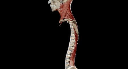 Anatomy of the back, spine and back muscles 3D renderingの写真素材