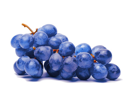 Blue grape. Bunch of fresh berries isolated on white backgroundの写真素材