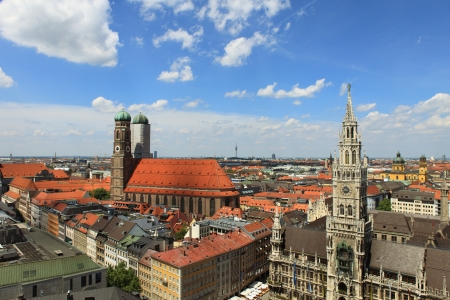 Marienplatz in Munich from above - New City Hall and Frauenkircheの写真素材