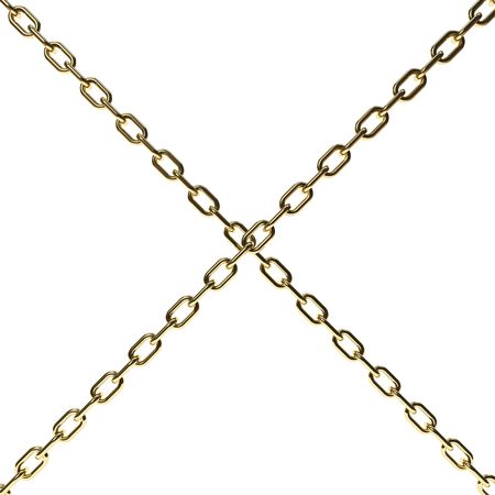 Golden chain on white background (3d rendering)の写真素材