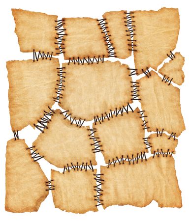 Paper tears connected by cordsの写真素材