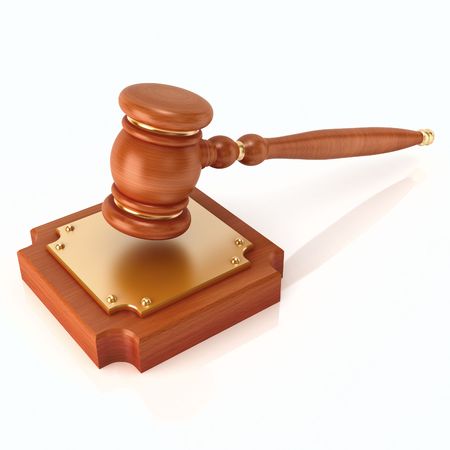 Wood gavel (3d render) の写真素材
