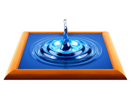 Water splash in wood frame の写真素材