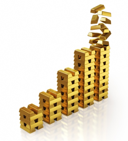 Goldbars graph concept の写真素材