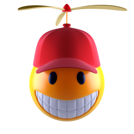 3d render of a smiley face with baseball cap.の写真素材