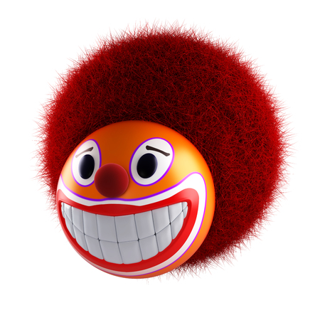 Smiling clown face emoticon sphere 3d renderの写真素材