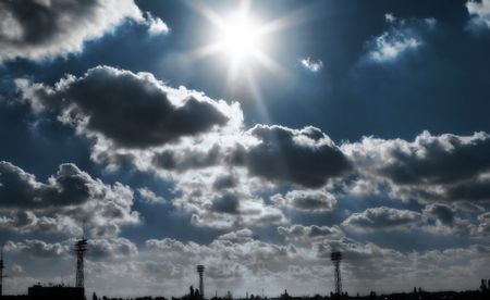 Clouds above city after a strong thunder-stormの写真素材