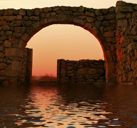 series-kinds of ancient Chersonese in beams of a declineの写真素材