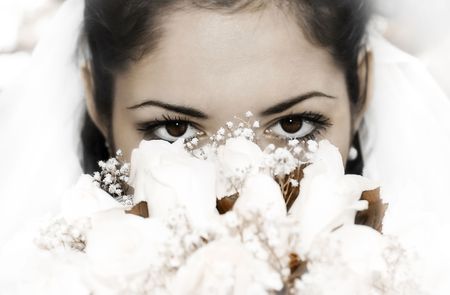 Eyes of the young brideの写真素材