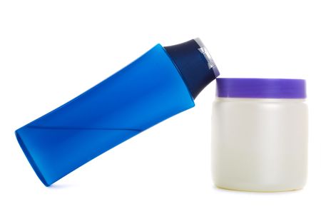 A series. A set of cosmetic means on care of hair and a skinの写真素材